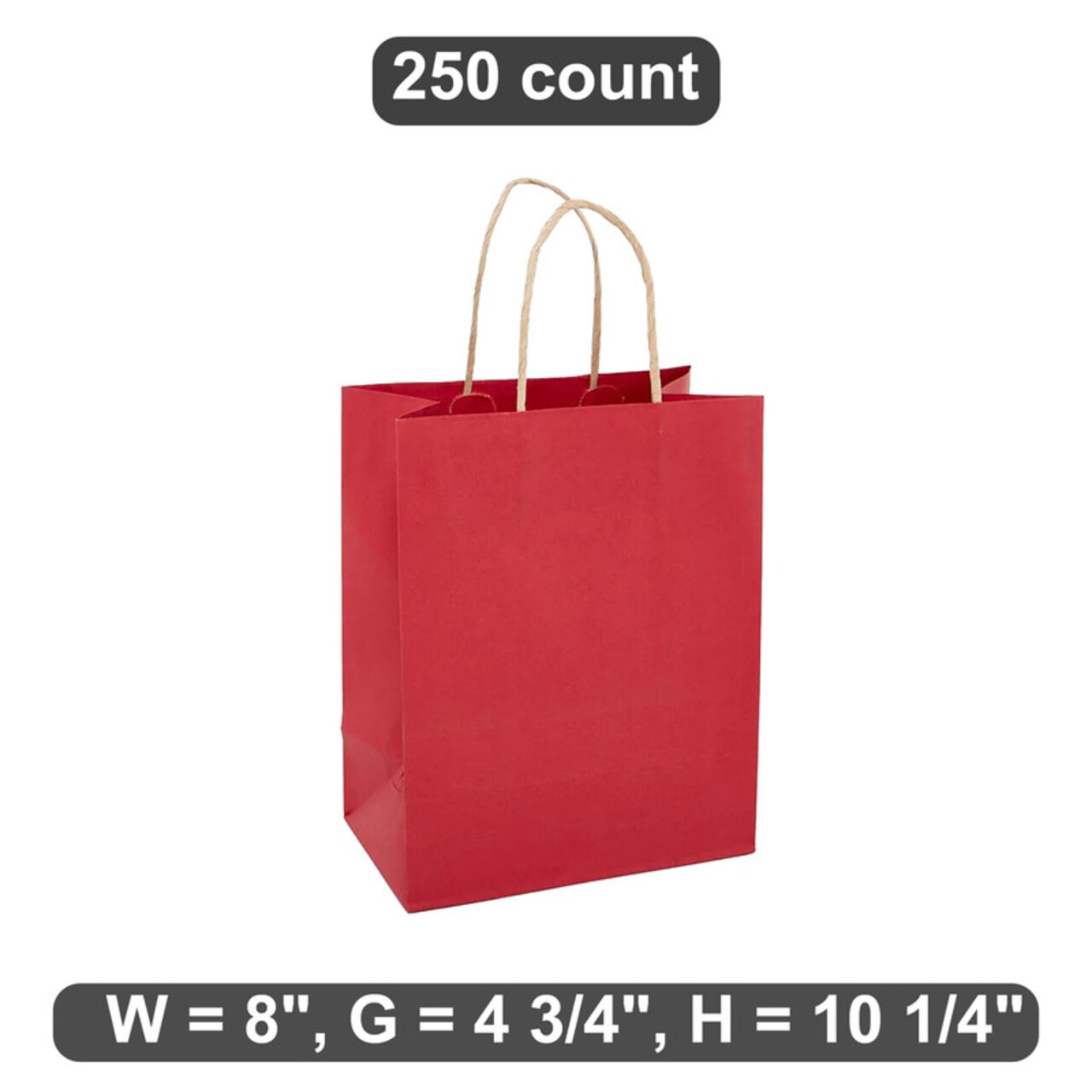 Versatile Kraft Tinted Color Shopping Bag 8" x 4 3/4" x 10 1/4"